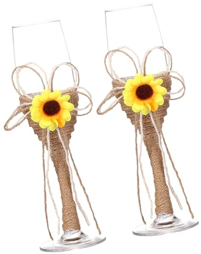 FUNNETOYU Creative Sunflower Rope Wine Glasses Goblets Made of Glass and Silk Fabric, for Wedding Party and Home Party, Delicate Appearance with Rustic Style, Suitable for Storing Red Wine