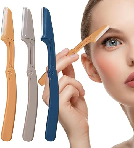 3 Stück Augenbrauenrasierer Faltbarer, Augenbrauen-rasierer Messer Frauen,Sicherheit Gesicht Rasiermesser, Mehrzweck Eyebrow Shaper Razors, Peeling Dermaplaning Werkzeug Für Anfänger, Maskenbildner