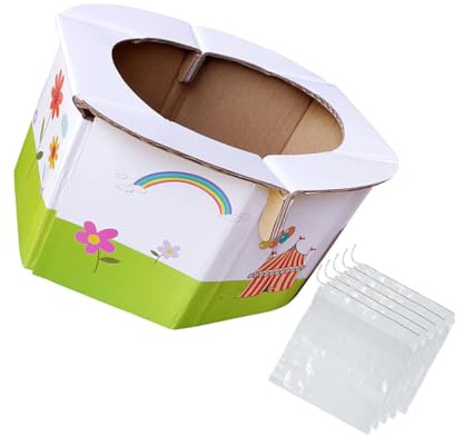Faltbare Tragbare Babytoilette aus Papier, Weiß, 1 Stück | Reise Toilette für Unterwegs, Inklusive Kunststoffbeutel, Kompakt und Leicht, für Auto und Draußen