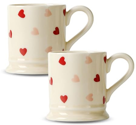 2er Set Keramik Kaffeetassen, 400ml Cappuccino Tassen mit Griff, Milchbecher mit Liebe-Motiv, Vintage Kaffeetassen für Cappuccino, Latte, Milch oder Kaffee, BPA-frei, Weiß