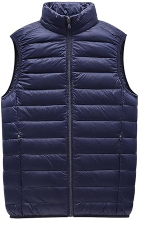 Gilet Piumino Uomo Leggero Giubbotto Giubbino Giacca smanicato Invernale Gilet Imbottito Trapuntato Sottogiacca Piumini smanicato Giubbotto senza Maniche Uomo Casual Taglie Forti Oversize Marina 5XL