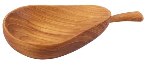 UKCOCO Assiette à Sauce Poire en Bois de Teck, Petite Coupelle pour Assaisonnement, Bol à Trempette Pratique, Plat pour Sauce Soja et Apéritifs, Usage Cuisine et Restauration, Léger