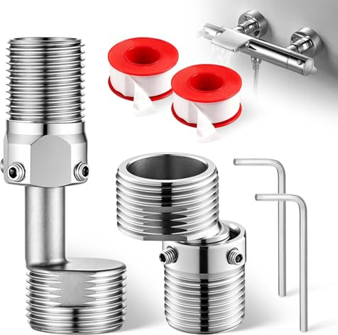 2Pcs Adaptateur Robinet en Acier Inoxydable 304 Raccord Excentré Mitigeur | Rotatif à 360°Adaptateur Robinet Extensible Raccord Plomberie pour Raccordement Robinet Douche Cuisine Lavabo