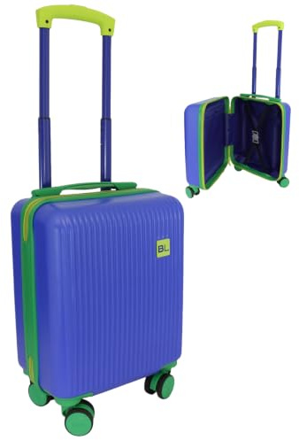 Bordlite Kids Suitcase 40x30x20cm Blue Cabin Luggage for Boys & Girls, Childrens Underseat Travel Case with 360 Spinner Wheels, Telescopic Handle, ABS Shell for Ryanair & Wizz Air