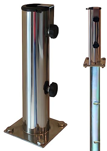 ProKIRA® Sonnenschirmständer Schirmständer Gartenschirm Bodenplatte für Bodenmontage inklusive Bodenhülse/für Schirmstöcke Ø 32-48 mm/Edelstahl