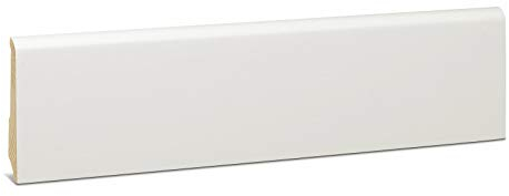 KGM Sockelleiste Bordeaux - weiß folierte Fußleiste aus massivem Fichtenholz RAL9016 - Maße: 2400 x 14 x 80 mm