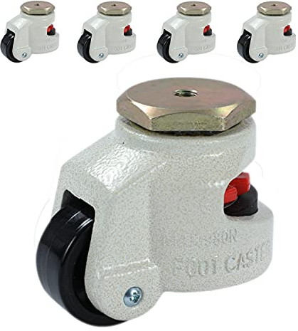 Heavy Duty Wheels Set 4pcs KATSU Juego de 4 Ruedas Giratorias para Trabajo Pesado, Ruedas Giratorias de Nivelación Móviles GD-100S para Máquina Retráctil Maquinaria Pesada Mesa (Silver, 40S)