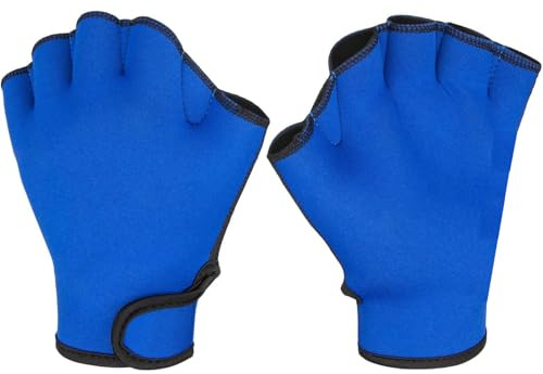 1 Pair Swimming Gloves Aquatic Swim Training Gloves Neoprene Webbed Gloves Fitness Water Resistance Glove for Men Women Children Unisex (Blue, Small)