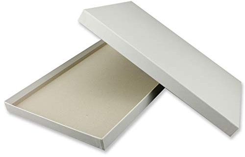 NEUSER PAPIER Hochwertige Aufbewahrungs- und Geschenkboxen - 1 Stück- DIN A5 - Weiss bezogen - 215 x 154 x 19 mm