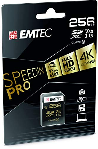 Emtec SPEEDIN Clase 10 UHS-1 U3 V30 - Tarjeta de Memoria SD (256 GB)
