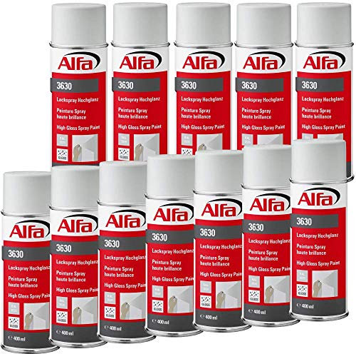 Alfa Lackspray 400 ml für Innen und Außen - Sprühlack zum Lackieren und Dekorieren, hohe Deckkraft Farbspray, Sprühdose, Made in Germany (6, RAL 7035 Lichtgrau Hochglanz)