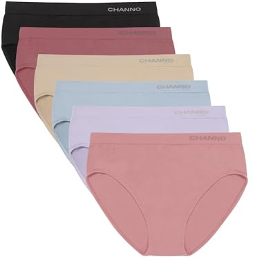 Channo Bragas Clásicas Básicas Mujer de Licra sin Costuras Efecto Invisible Midi Altas Color Liso - Pack de 6, Multicolor B, L