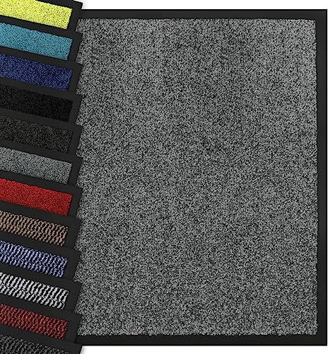 Schmutzfangmatte BRIGHT - Premium Fußmatte einfarbig - Grau 90x150 cm | Bunte Fußmatte in vielen Größen für innen - Türmatte für Innenbereiche, Eingangsbereich - Fußabstreifer in attraktiver Optik