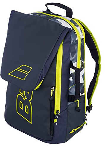 Babolat, Rucksack, Modell Pure Aero, Grau Gelb Weiß, Bietet Platz für bis zu 3 Schläger, Isolierter Fach, 2 zusätzliche Fächer zur Organisation Ihrer Ausrüstung, Praktisch Funktional