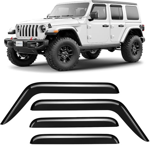 CLIM ART Windabweiser für/kompatible mit Jeep Wrangler 18-26 - Klebe 4 St. | Regenabweiser Autofenster Regenschutz Jeep Wrangler IV JL – bruchsicher Polycarbonat, kratzt nicht, wetterfest, frischluft