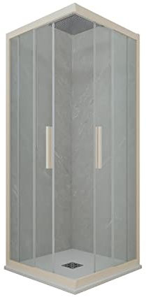 Box doccia angolare scorrevole mod. 90 x 120 cm in PVC champagne H 200 vetro trasparente Kolors