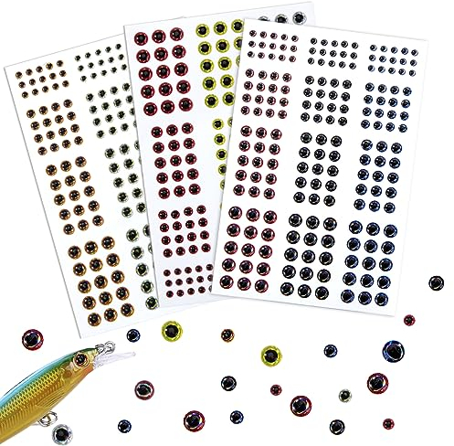 Angelköder Augen Selbstklebend 549 Stück 3D Fischaugen Realistische Holografische Künstliche Augen für Augen DIY Fliegenbinden Materialien 3/4/5/6mm