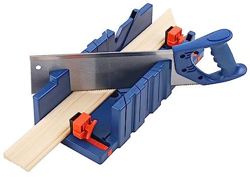 Kit de Scie à Onglet 45°, Meulage Double Face, Matériau en Acier 65, Large Utilisation pour Cadres Photo, Lignes de Plâtre, Plinthes avec Boîte de Rangement, Ensemble D'armoires