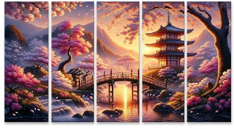 islandburner Tableau sur Toile Fleurs de Cerisier Japonaises en Pleine Floraison Saison Magique Images Photos Murales Poster