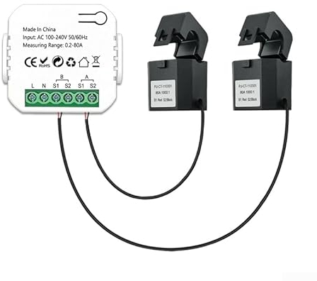 Compteur d'électricité intelligent WiFi pour compteur d'énergie Tuya Smart 2 voies bidirectionnel 2 canaux avec pince (compteur d'électricité + CT)