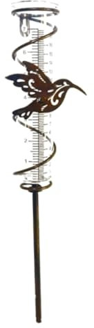 HoveeLuty Hummingbird Rain Gauge Spiral Rain Meter Measurer Outdoors Glass Measuring Tool Garden Stake for Lawn Hummingbird Rain Measurer Rain Meter Gauge Garden Stake Weather Station