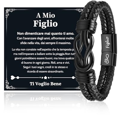 VU100 Regalo per Figlio Bracciale per Figlio Regalo di Compleanno per Ragazzo Bracciale in pelle per Ragazzo Natale per Ragazzi