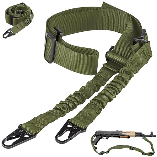 VTech Tacitical Adjustable Two Point Sling - Durable Nylon Rope for Rifle Sling Strap, 2 Point Shoulder Strap with Metal Hook | Multipurpose Gun Sling for Outdoor Hunting, Shotgun & Camera (Green)
