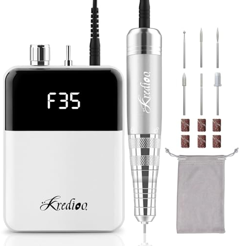 Elektrische Nagelfräser für Gelnägel Akku 35000 U/Min Elektrische Nagelfeile 6 in 1 Maniküre Pediküre Set Elektrisch für Acryl Gele Kallus Entfernen(Weiß)