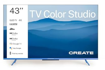 CREATE / TV Color Studio/Televisor Smart TV QLED 4K 43 Azul Cobalto/Pantalla antirreflejos, Acabado Mate, Control por Voz, Sensor de iluminación, Low Blue Light & Flicker Free, HDMI TM