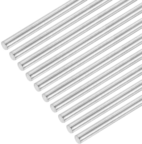 QUARKZMAN 304 rostfritt stål runda stavar, 4 mm x 160 mm massiva vågstavar för gör-det-själv pysselmodell bil helikopter flygplan, förpackning med 10