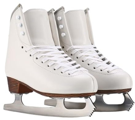 Patines artísticos para adultos hombres y mujeres Patines artísticos con cordones Patines de Hielo con Construcción Monobloque para pistas de patinaje sobre hielo(Talla: 29-40/Color: Blanco)