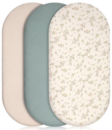 3 Stück Baby-Bettlaken,Universelle Spannbettlaken für Kinderwagen(83x 43cm) | 100% Musselin-Baumwolle Baby Spannbettlaken Moseskorb Stubenwagen Baby Spannbetttuch Bezug Bettlaken Babybett