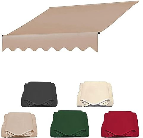 Manuelle Einziehbare Markise Klemmmarkise Balkonmarkise Breite 2/2,5/3/3,5/4m Einstellbare Für Den Außenbereich, Gartenmarkise, Ersatzstoff, Sonnenschutz, Unterstand Für Hof, Deck-Beige||3m