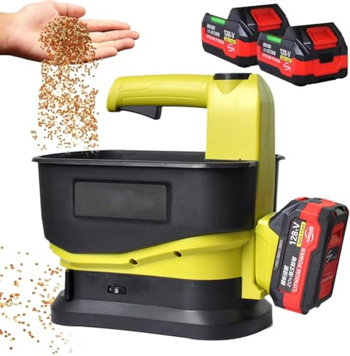 Spandiconcime elettrico portatile senza fili, capacità 5,5 l con 2 batterie da 4,0 Ah, portata regolabile e larghezza di dispersione per una cura efficiente del prato e del giardino