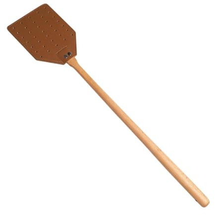 QXWD - Matamoscas de piel sintética resistente y duradera con mango de madera para el hogar y el jardín