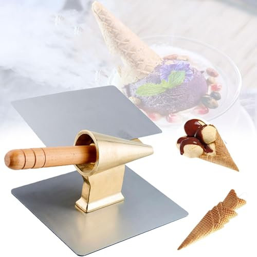 Waffle Cone Maker - Nonstick Roller with Non-Slip Wooden Handle for DIY Ice Cream Cones and Omelets - Essential Baking Tool