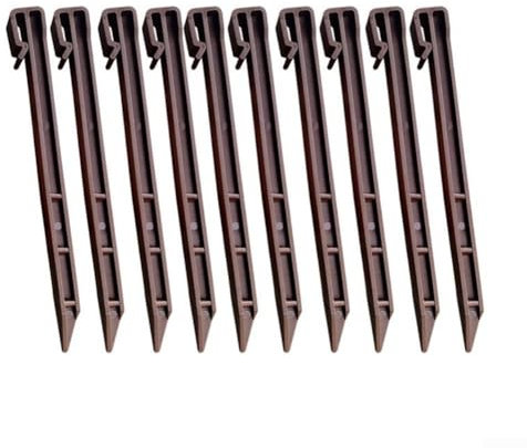 Divisorio per prato con pali fissi, recinzione per bordi in polietilene, per progetti di decorazione da giardino (palo fisso marrone)