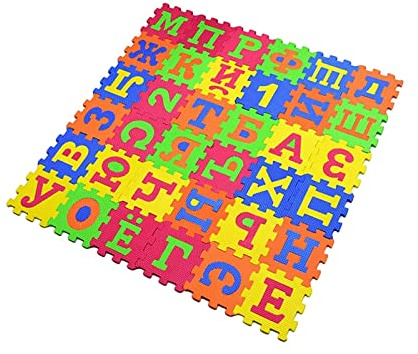 harayaa 36 Schaumstoff Bodenspielmatte, Russisches Alphabet, Mehrfarbiger Teppich,