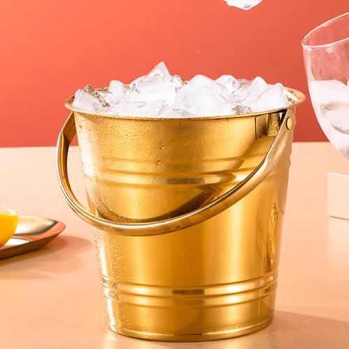 Gold Champagne Bucket, Thick Stainless Steel Silver ice Bucket with Ice Tongs, Suitable for Parties and Cocktail Bars, Must-Have for Home Bars