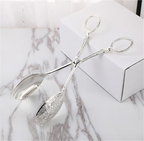 WUTIANBAO Pinzas para Freír Pinzas For Parrilla Tipo Tijera, Pinzas For Ensalada, Adecuadas For Cocinar con Pinzas De Buffet For Fiestas Pinzas Cocina(Blue,Silver)