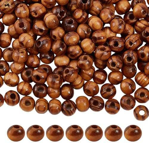 OLYCRAFT 360pz 6mm Perline di Legno Naturale con Foro Da 2mm Perline di Legno Sciolte Perla di Legni Rotonde Piccole per Bracciale Collana Creazione di Gioielli Macramè Fai Da Te Decorazioni