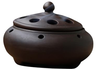 STOBAZA Bruciatore Di Incenso Unico in Ceramica Zisha 9,5x7 Cm Vassoio Cattura Cenere Per Bastoncini, Coni e Spirali, Per Soggiorno, Studio, Yoga e Meditazione
