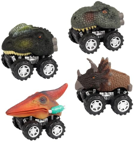 ZUNOXAZ 4pezzi Giocattoli Di Dinosauri Frizione Auto Traino Posteriore Giocattolo Push and Go Senza Batterie Adatto Per Ragazzo Ragazza Ragazza