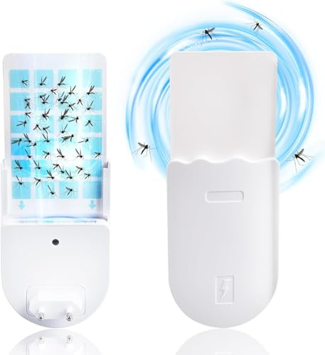 Trampa para moscas de interior con 1 aparato y 5 recargas, lámpara antimosquitos con toma eléctrica luz azul, sin insectos, para mosquitos, mosquitos y polillas
