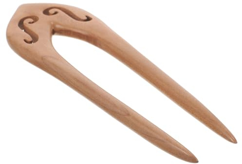 BIUDECO U-formad Trähårnål för Kvinnor Handgjord U-stift i Klassisk Persikoträd Elegant Håraccessoar för Tjockt och Långt Hår Passar Traditionella och Stilar
