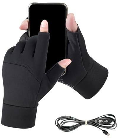 Mppchhn Gants chauffants, gants d'équitation électriques, rechargeables par USB, gants de vélo à écran tactile à deux doigts – Pour homme et femme – Pour le travail d'hiver, le ski, les sports de
