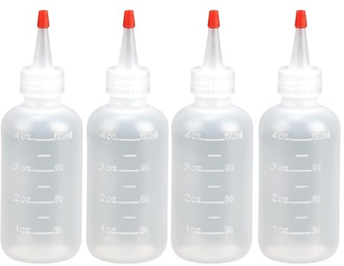 SurPse 4 Pcs Reusable Squeeze Bottles with Nozzles (120ml) – Leak-Proof Portable Design for Shampoo, Crafts, and Travel, Eco-Friendly Plastic Material