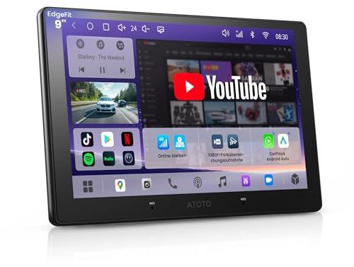 ATOTOZONE Android Radio Coche 2 DIN, 9 Pantalla Táctil 4G+64G Cargadores de Medios Digitales, CarPlay/Android Inalámbrico, WiFi/BT/USB, Hi‑Fi DSP w/4V Pre‑Outs, AI Chat&GPS Tracking, S8 Gen4