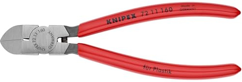 KNIPEX Tools 7211160 Seitenschneider für Kunststoffe, 45 Grad Winkel, Rot