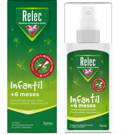 Relec Spray Antimosquitos para Niños, Repelente de Mosquitos 100 ml (+6 Meses), Dermatológicamente Testado, Eficaz Contra El Mosquito Tigre, Protección contra Picaduras de Mosquitos en Zonas Templadas